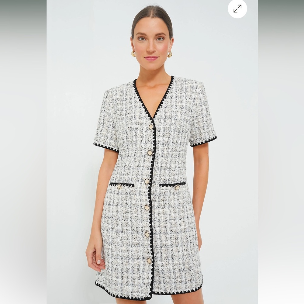 Pomander Place White and Black Tweed Mini Dress
